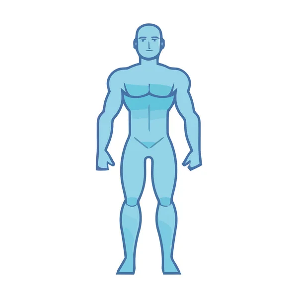 Hombre Muscular Pie Fuerza Éxito Icono Aislado — Vector de stock