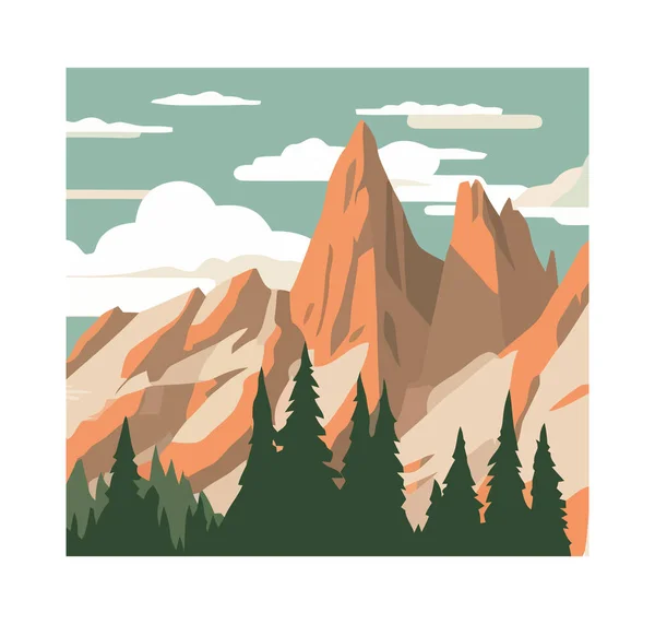 Montagne Nature Forêt Paysage Isolé — Image vectorielle