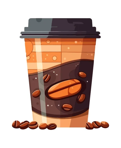Frische Kaffeebohnen Ikone Auf Dunklem Hintergrund — Stockvektor