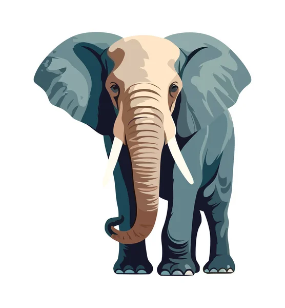 Elefante Caminante Especies Peligro Extinción Lindo Icono Mascota Aislado — Vector de stock