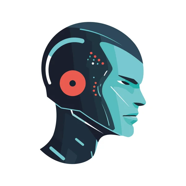 Futuristic Cyborg Avatar Icon Isolated — Stock Vector