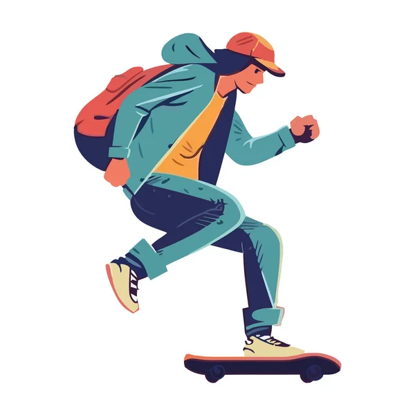 Athlete Jumping Skateboard Extreme Fun Icon Isolated — Stock Vector