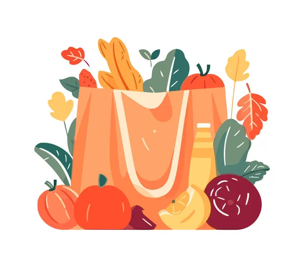 Lebensmitteltasche Mit Frischem Lebensmittel Symbol Isoliert — Stockvektor