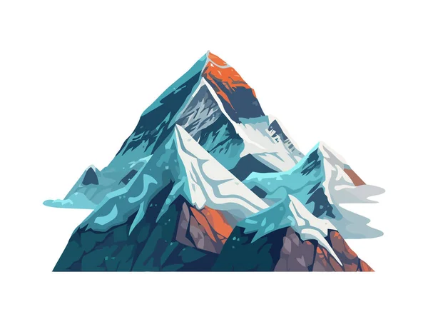 Karlı Dağ Zirvesi Doğa Simgesi Izole — Stok Vektör