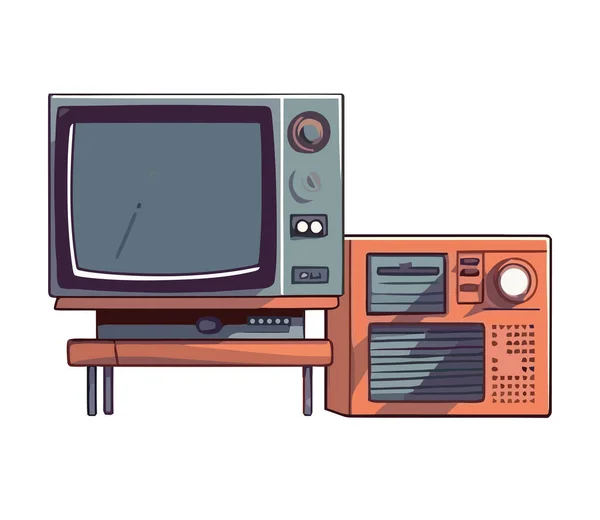 Icona Antica Tecnologia Radiotelevisiva Isolata — Vettoriale Stock