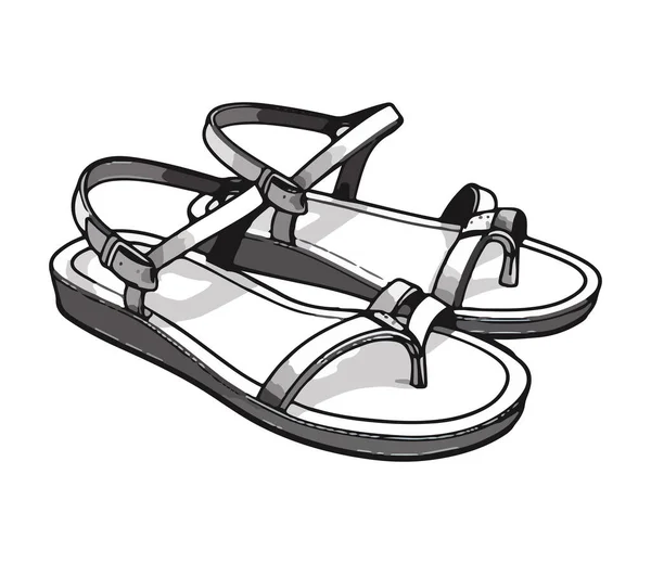 Ett Bekvämt Par Läder Promenader Sandaler Ikon Isolerad — Stock vektor