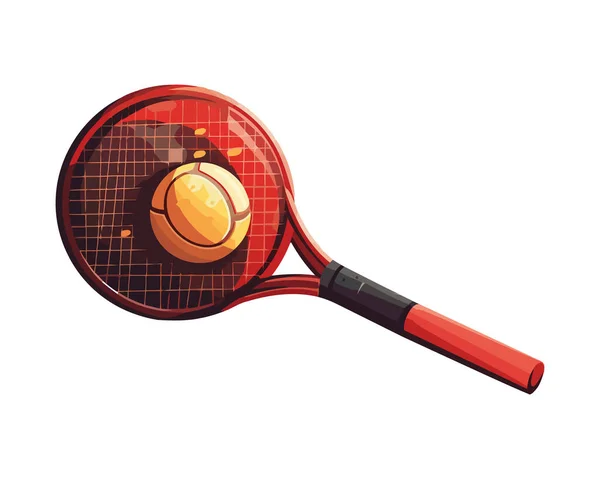 Tenis Raketi Top Ikonu Izole Edildi — Stok Vektör