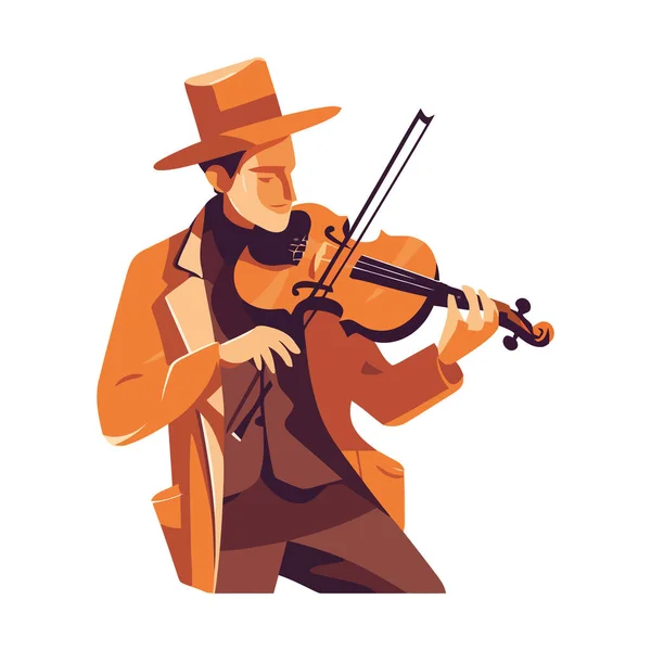 Изолированный Музыкант Играющий Скрипке — стоковый вектор