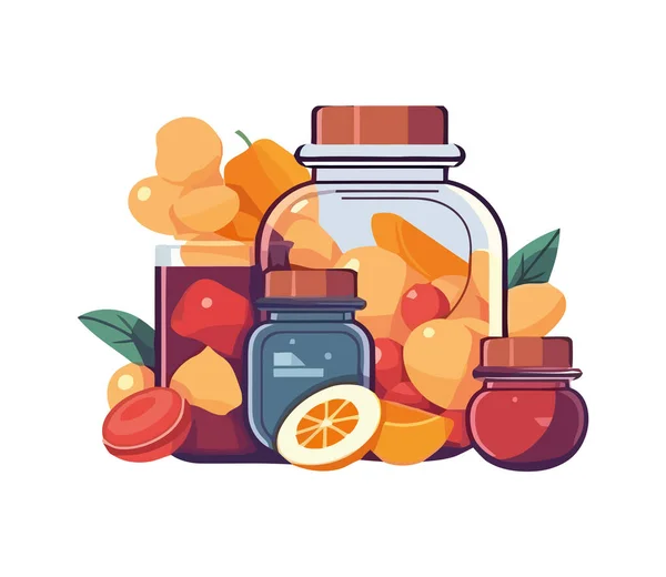 Frutas Orgánicas Frescas Para Una Alimentación Saludable Icono Aislado — Archivo Imágenes Vectoriales