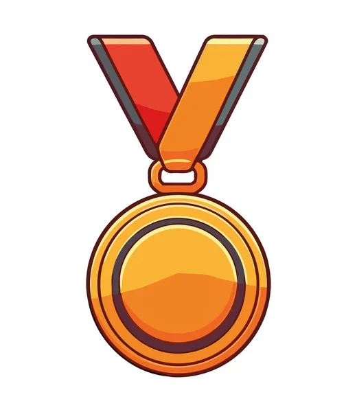 Gouden Medaillewinnaar Viert Triomf Met Glanzende Medaille Pictogram Geïsoleerd — Stockvector
