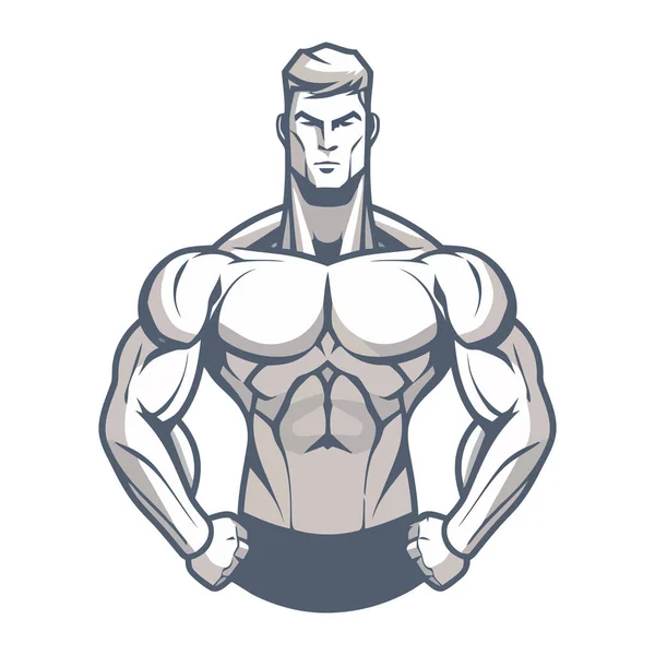 Muskulöser Mann Biegt Kraft Gesunde Lifestyle Ikone Isoliert — Stockvektor
