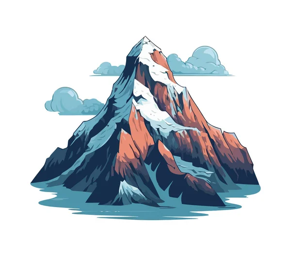 Neve Montagna Natura Paesaggio Nuvole Icona — Vettoriale Stock