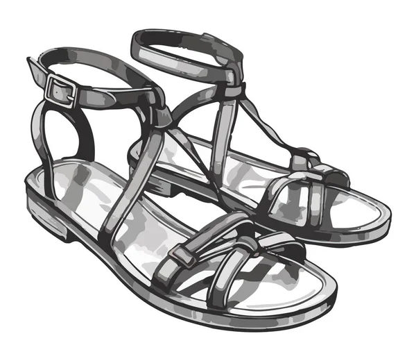 Élégantes Sandales Cuir Icône Mode Moderne Icône Isolé — Image vectorielle