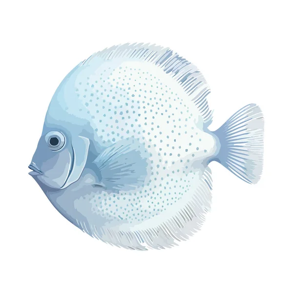 Cute Fish Swimming Deep Sea Icon Isolated — Stock Vector