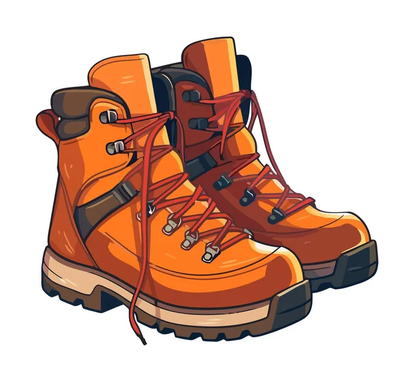 Leather Hiking Boots Outdoor Adventure Icon Isolated — Stock Vector