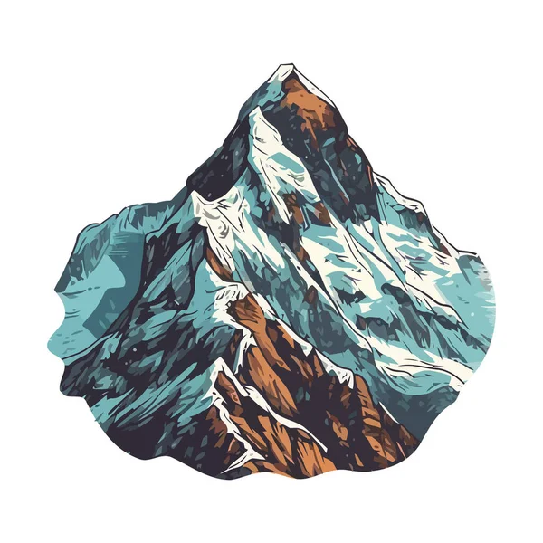 Paisaje Montaña Con Icono Nieve Aislado — Vector de stock