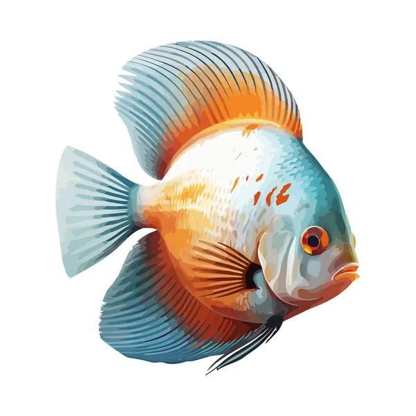 熱帯サンゴ礁のアイコンで複数の色の魚が泳ぐ — ストックベクタ