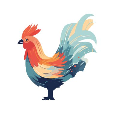 Beyaz arkaplan ikonunda sevimli horoz.