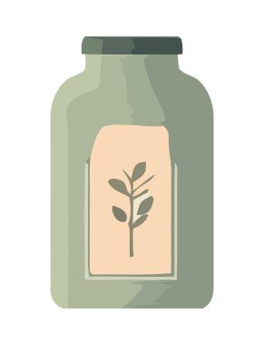 Organik sebze kavanozu sağlıklı yemek ikonunu sembolize eder.