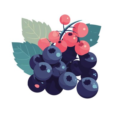 Taze yeşil yapraklı meyve suyu ikonu izole edilmiş.