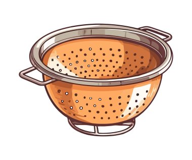 Sarı süzgeç mutfak ikonu izole edilmiş.