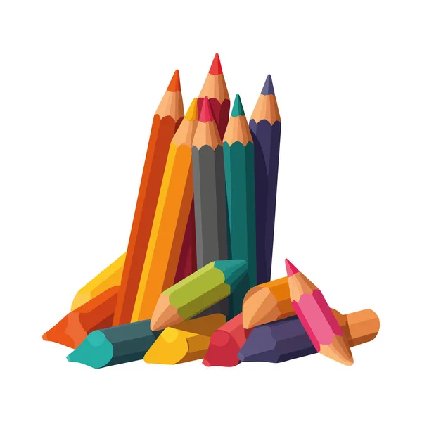 Lebendige Farben Der Bleistifte Schaffen Künstlerischen Hintergrund Ikone Isoliert — Stockvektor