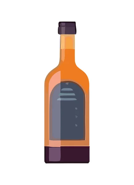 Botella Vino Celebración Con Icono Comida Gourmet Aislado — Archivo Imágenes Vectoriales