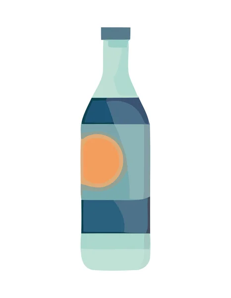 蓝色玻璃瓶与新鲜有机饮料图标隔离 — 图库矢量图片