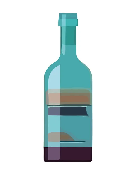Icona Bottiglia Vino Sfondo Piatto Blu Isolato — Vettoriale Stock