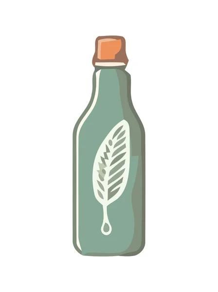 玻璃罐图标中的新鲜有机香草饮料被分离出来 — 图库矢量图片