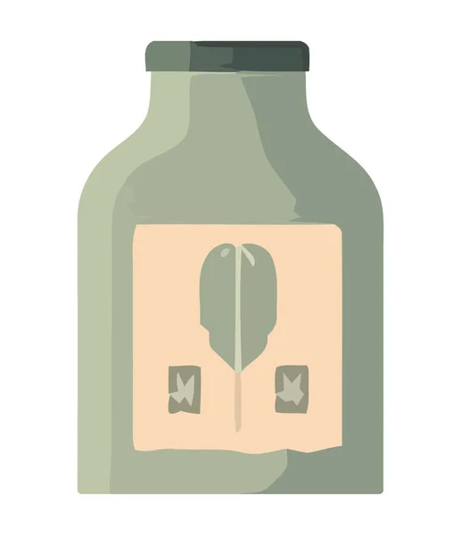 Ekologisk Medicin Flaska Med Blad Symbol Design Ikon Isolerad — Stock vektor