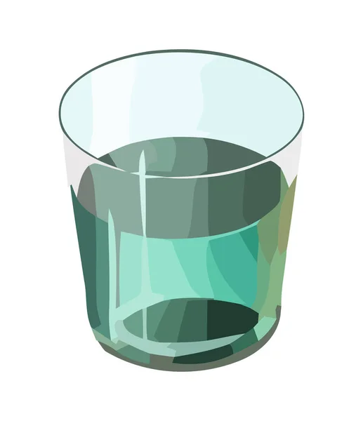 Cristal Copa Vino Con Fresco Icono Líquido Verde Aislado — Vector de stock