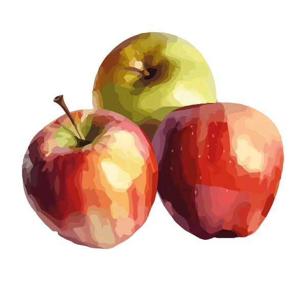 Soczyste Dojrzałe Jabłko Zdrowe Jedzenie Ikona Izolowane — Wektor stockowy