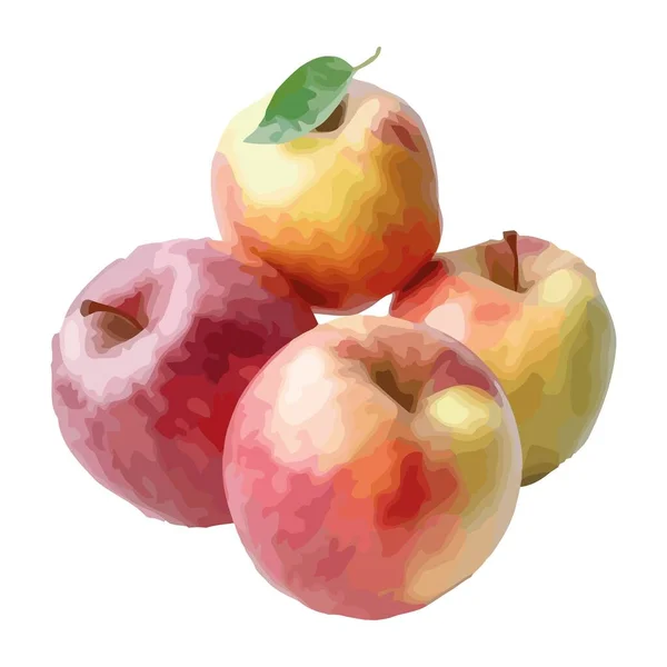 Manzanas Maduras Jugosas Icono Snack Saludable Aislado — Vector de stock