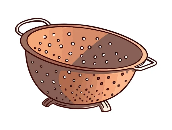 Kovový Kolant Nádobí Kuchyňské Ikony Izolované — Stockový vektor