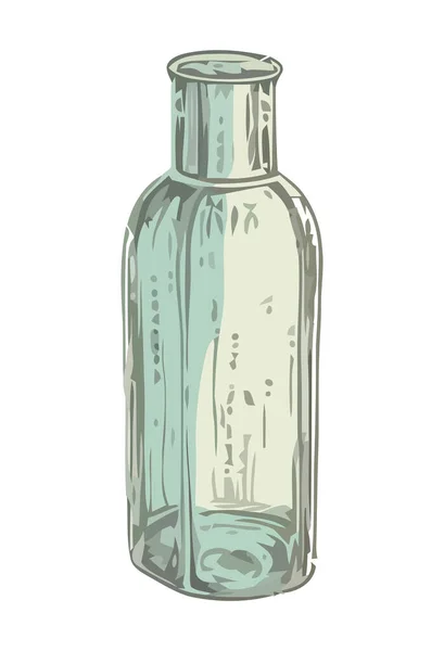 Hand Drawn Illustration Antique Glass Bottle Icon Isolated — Stock Vector