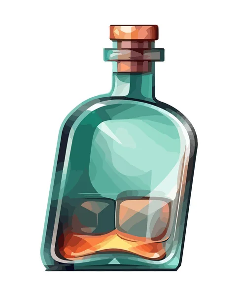 Значок Пляшки Віскі Прозорому Скляному Фоні Ізольовані — стоковий вектор