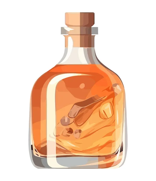 Botella Vidrio Transparente Contiene Icono Bebida Whisky Fresco Aislado — Vector de stock