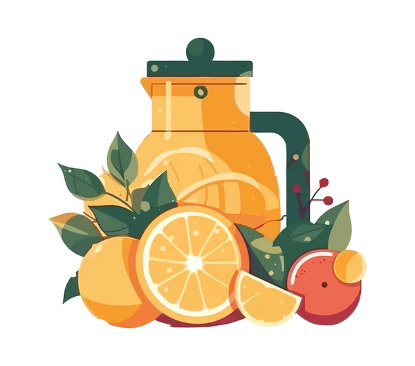 玻璃瓶图标中的新鲜柑橘类水果被隔离 — 图库矢量图片