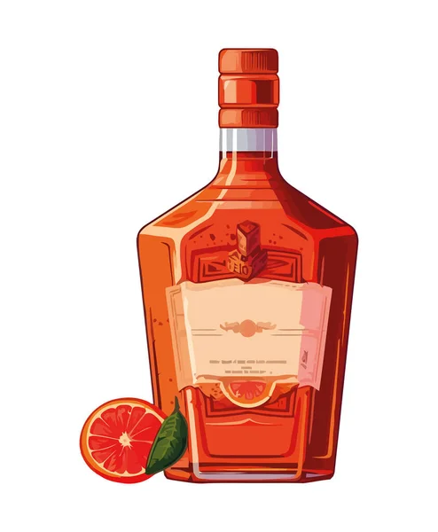 Cocktail Citron Frais Verre Transparent Icône Bouteille Isolé — Image vectorielle