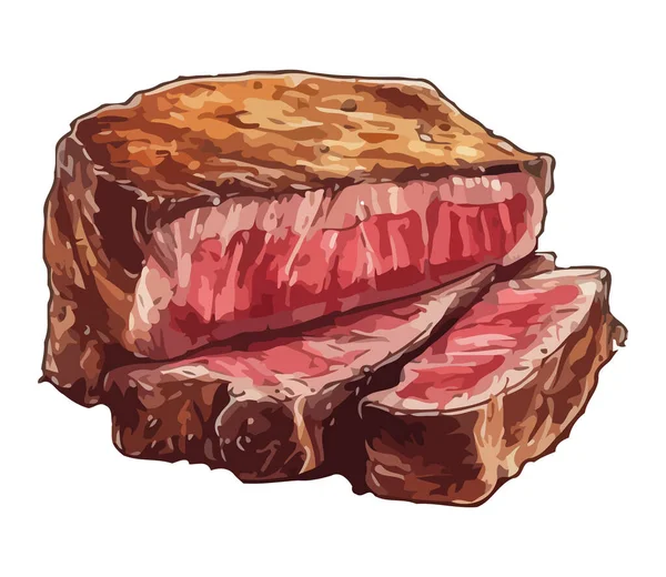 Gegrilde Biefstuk Varkensvlees Gastronomische Maaltijd Pictogram Geïsoleerd — Stockvector
