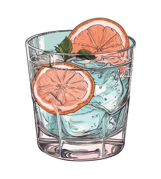 Handhållen Färsk Cocktail Med Citrusfruktsikon Isolerad — Stock vektor