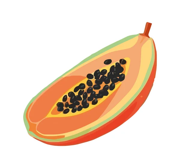 Succosa Fetta Papaia Simbolo Sana Icona Alimentare Isolato — Vettoriale Stock