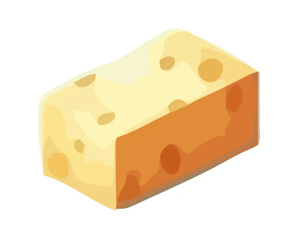 Taze Gurme Çedar Peyniri Dilimi Ekmek Ikonu Izole Edilmiş — Stok Vektör