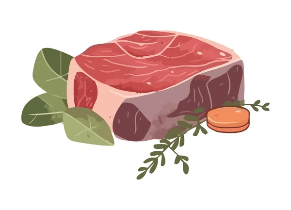 Vers Varkensvlees Steak Kruidenmeel Pictogram Geïsoleerd — Stockvector
