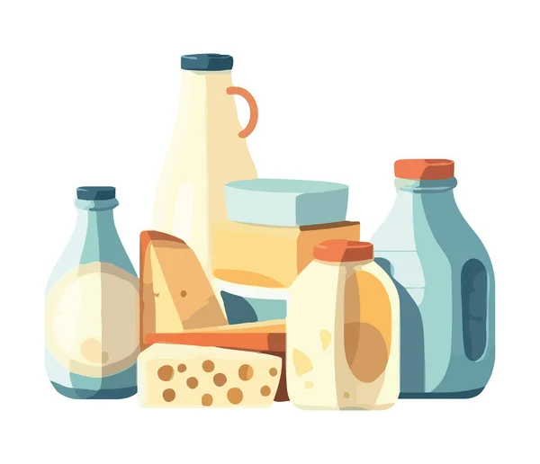 Φιάλη Βιολογικού Γάλακτος Εικόνα Φρεσκάδας Γαλακτοκομικών Προϊόντων Απομονωμένη — Διανυσματικό Αρχείο