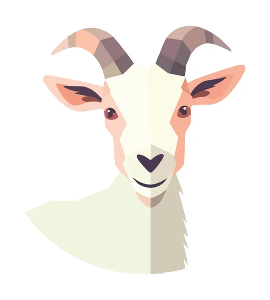 Linda Cabra Pastando Granja Icono Mascota Aislado — Vector de stock