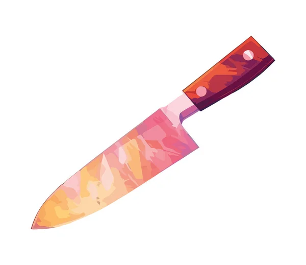 Keskin Mutfak Bıçağı Çelik Bıçak Ahşap Saplı Ikon Izole — Stok Vektör