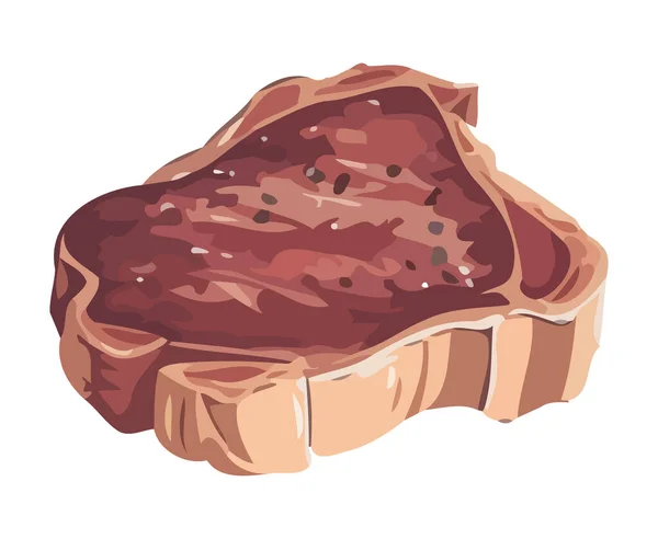 Steak Porc Fraîchement Cuit Une Icône Repas Gastronomique Isolé — Image vectorielle