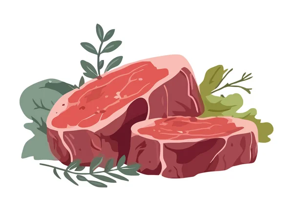 Vers Varkensvlees Steak Koken Gastronomische Keuken Pictogram Geïsoleerd — Stockvector